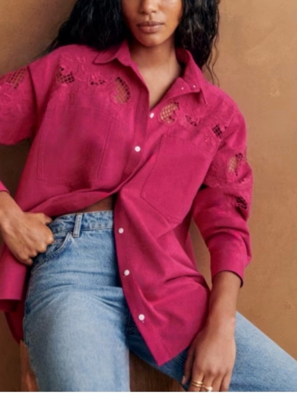 Sezane Fuchsia Button-Up Shirt